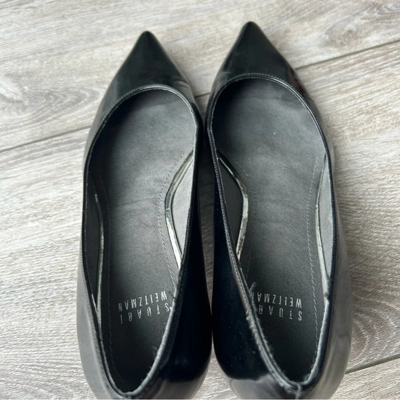 Stuart  Weitzman Black Leather Kitten Heel Pumps Made in Spain - Picture 12 of 15